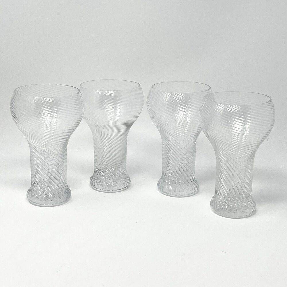 Vintage Twist Crystal Beer Steins Tumblers Rosenthal Studio Line 5.75” Set Of 4